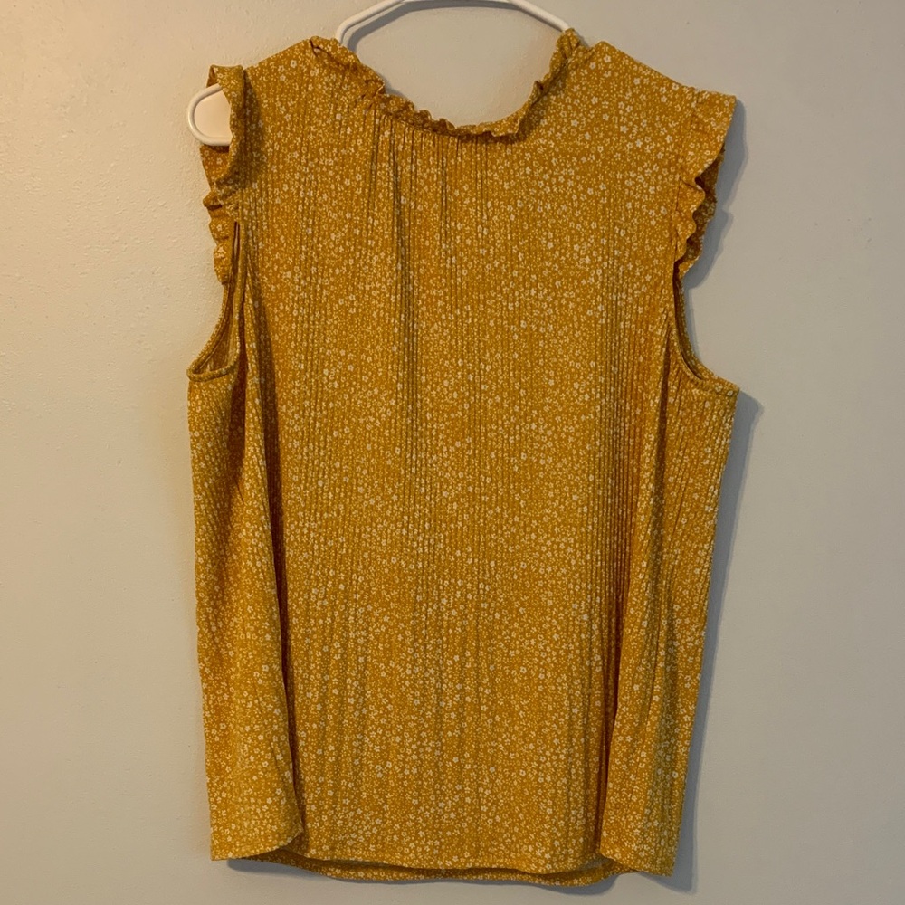 Adrianna Papell Mustard Ruffle Blouse